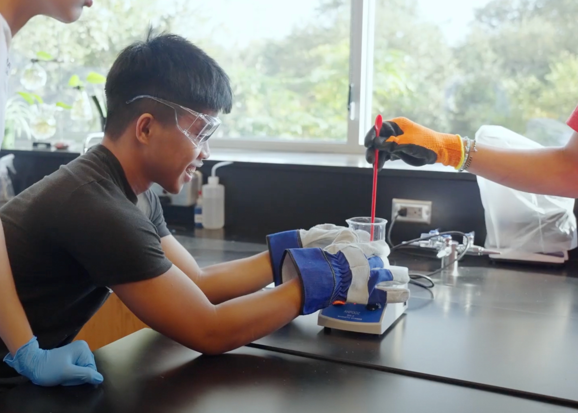 Students doing a science experiment